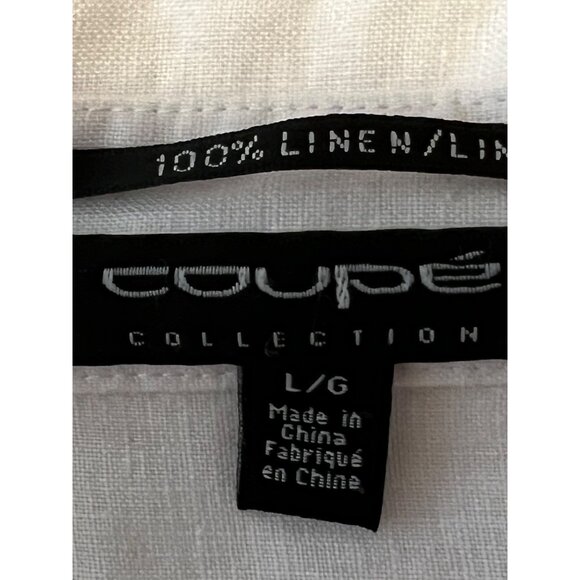 Coupe Collection 100% Linen White1/4 Buttoned Collared Blouse - Picture 15 of 16